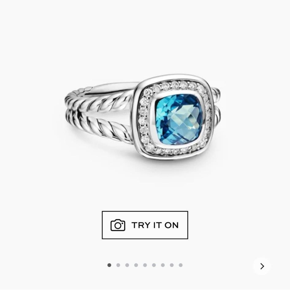 David Yurman Petite Albion Blue Topaz and Diamond Ring